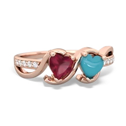 Ruby Side By Side 14K Rose Gold ring R3090