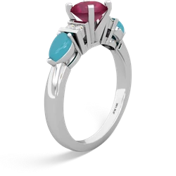 Ruby 6Mm Round Eternal Embrace Engagement 14K White Gold ring R2005