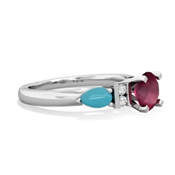 Ruby 6Mm Round Eternal Embrace Engagement 14K White Gold ring R2005