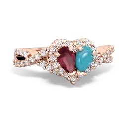 Ruby Diamond Twist 'One Heart' 14K Rose Gold ring R2640HRT