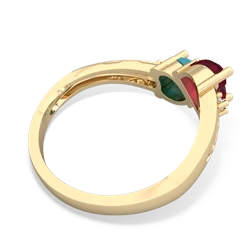 Ruby Snuggling Hearts 14K Yellow Gold ring R2178