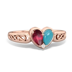 Ruby Filligree 'One Heart' 14K Rose Gold ring R5070