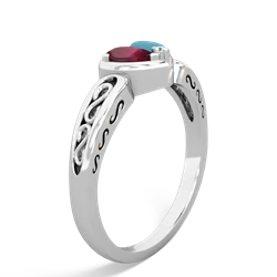 Ruby Filligree 'One Heart' 14K White Gold ring R5070