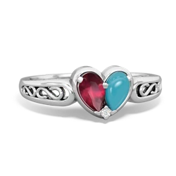 Ruby Filligree 'One Heart' 14K White Gold ring R5070