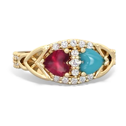 Ruby Sparkling Celtic Knot 14K Yellow Gold ring R2645