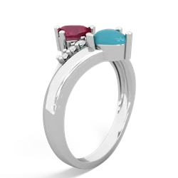 Ruby Heart To Heart 14K White Gold ring R2064