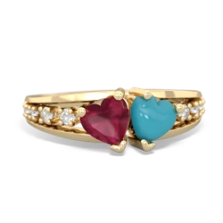 Ruby Heart To Heart 14K Yellow Gold ring R3342