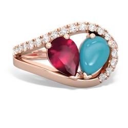 Ruby Nestled Heart Keepsake 14K Rose Gold ring R5650