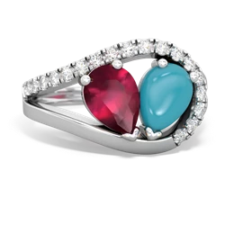 Ruby Nestled Heart Keepsake 14K White Gold ring R5650