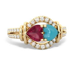 Ruby Art-Deco Keepsake 14K Yellow Gold ring R5630