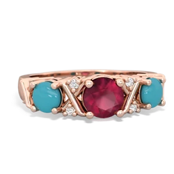 Ruby Hugs And Kisses 14K Rose Gold ring R5016