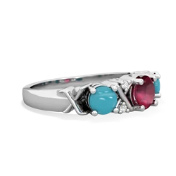 Ruby Hugs And Kisses 14K White Gold ring R5016