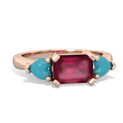 Ruby Three Stone 14K Rose Gold ring R5235