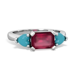 Ruby Three Stone 14K White Gold ring R5235