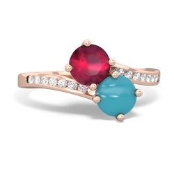 Ruby Channel Set Two Stone 14K Rose Gold ring R5303