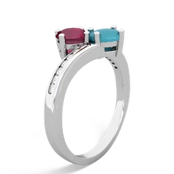 Ruby Channel Set Two Stone 14K White Gold ring R5303