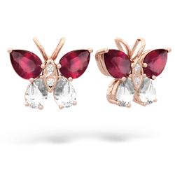 Ruby Butterfly 14K Rose Gold earrings E2215
