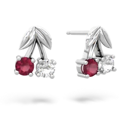 Ruby Sweet Cherries 14K White Gold earrings E7001