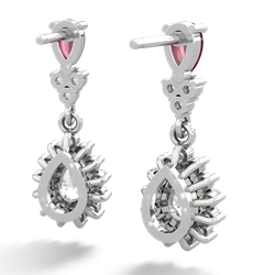 Ruby Halo Pear Dangle 14K White Gold earrings E1882