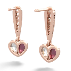 Ruby Filligree Heart 14K Rose Gold earrings E5070