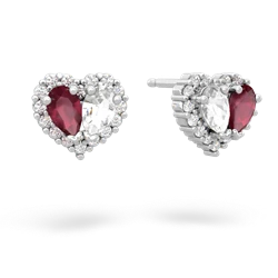 Ruby Halo 14K White Gold earrings E7008