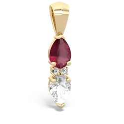 Ruby Bowtie Drop 14K Yellow Gold pendant P0865