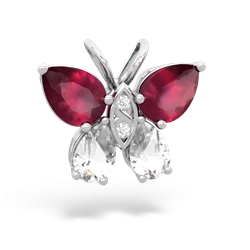 Ruby Butterfly 14K White Gold pendant P2215