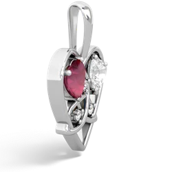 Ruby Celtic Trinity Heart 14K White Gold pendant P5331