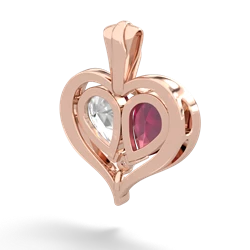 Ruby Two Become One 14K Rose Gold pendant P5330