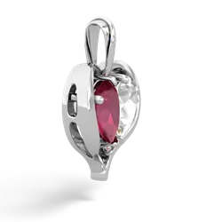 Ruby Two Become One 14K White Gold pendant P5330