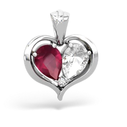 Ruby Two Become One 14K White Gold pendant P5330