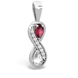 Ruby Diamond Infinity 14K White Gold pendant P5390