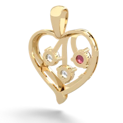 Ruby Glowing Heart 14K Yellow Gold pendant P2233