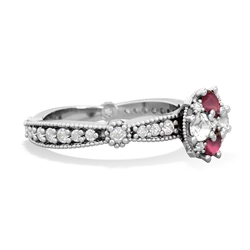 Ruby Sparkling Tiara Cluster 14K White Gold ring R26293RD