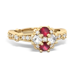 Ruby Sparkling Tiara Cluster 14K Yellow Gold ring R26293RD