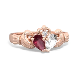 Ruby 'Our Heart' Claddagh 14K Rose Gold ring R2388