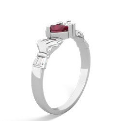 Ruby 'Our Heart' Claddagh 14K White Gold ring R2388