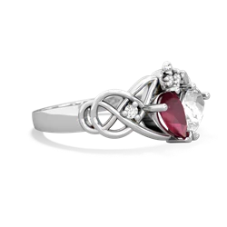 Ruby 'One Heart' Celtic Knot Claddagh 14K White Gold ring R5322