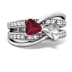 Ruby Bowtie 14K White Gold ring R2360