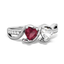 Ruby Side By Side 14K White Gold ring R3090
