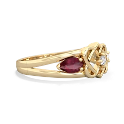 Ruby Hearts Intertwined 14K Yellow Gold ring R5880