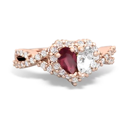 Ruby Diamond Twist 'One Heart' 14K Rose Gold ring R2640HRT