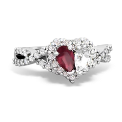 Ruby Diamond Twist 'One Heart' 14K White Gold ring R2640HRT