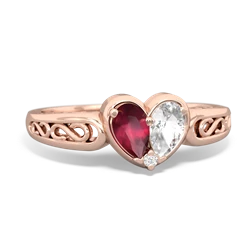 Ruby Filligree 'One Heart' 14K Rose Gold ring R5070