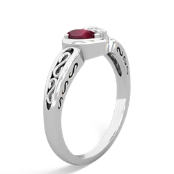 Ruby Filligree 'One Heart' 14K White Gold ring R5070