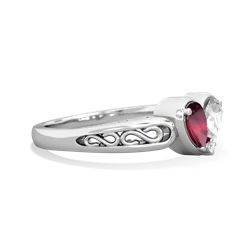 Ruby Filligree 'One Heart' 14K White Gold ring R5070