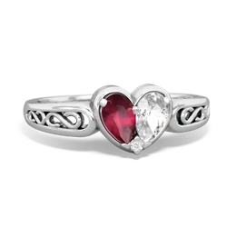 Ruby Filligree 'One Heart' 14K White Gold ring R5070