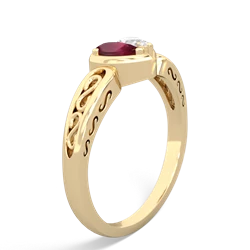 Ruby Filligree 'One Heart' 14K Yellow Gold ring R5070