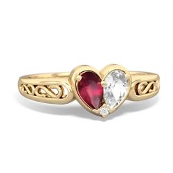 Ruby Filligree 'One Heart' 14K Yellow Gold ring R5070