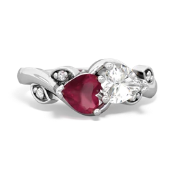 Ruby Floral Elegance 14K White Gold ring R5790